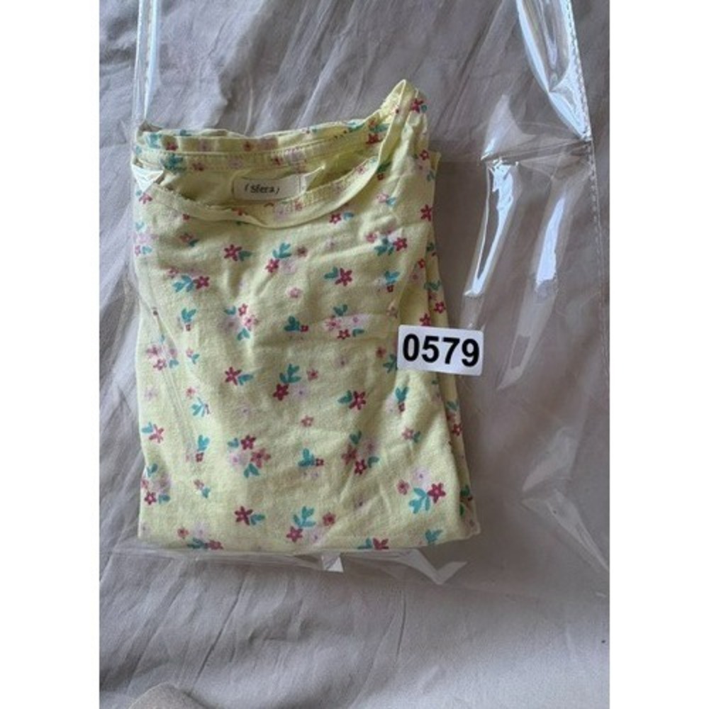 Sfera Girls Youth Size 7-8 Yellow Floral Glitter Print Ruffle Sleeve T-shirt Top - Picture 11 of 11